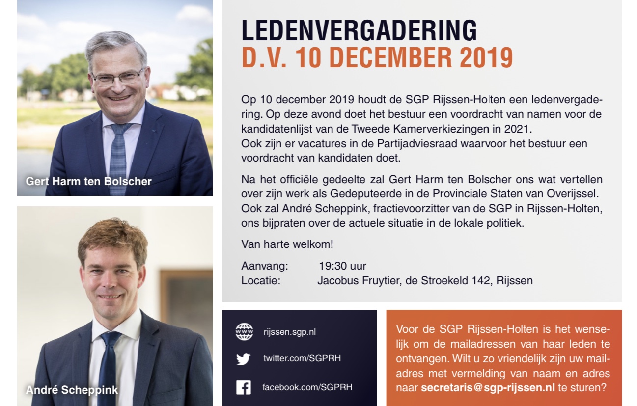 Ledenvergadering 10 december